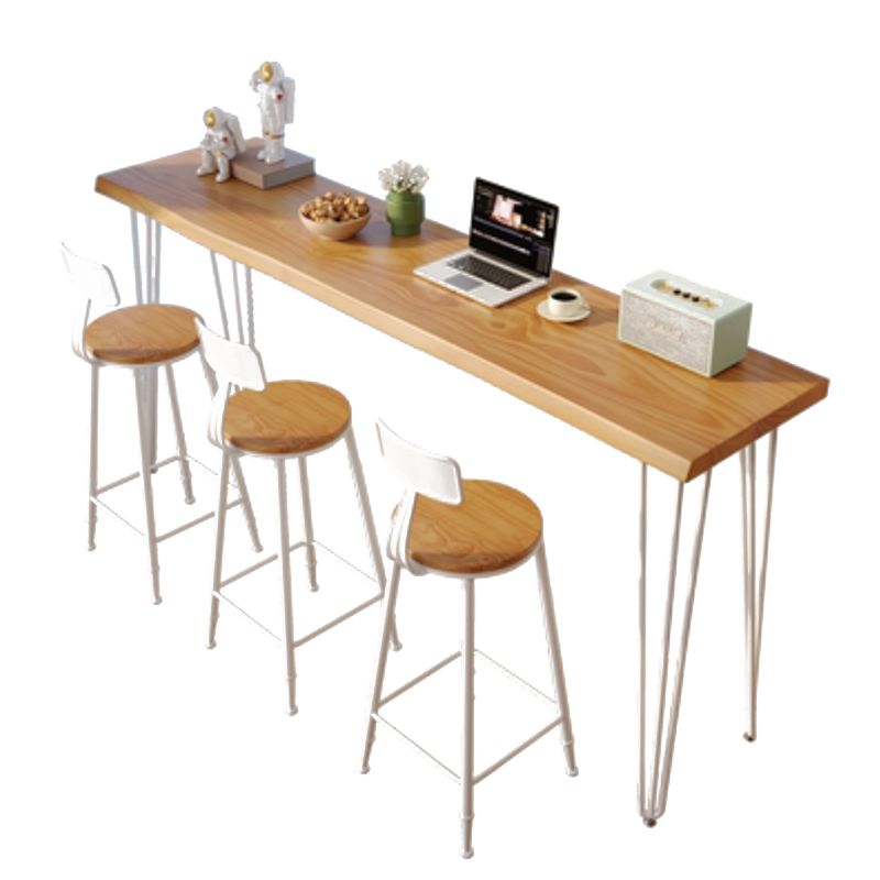 Modern Style Bistro Bar Table Rectangle Wood Metal Base Bar Table for Home