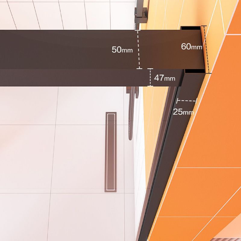 Narrow Edge Semi Frameless Shower Door Tempered Glass Single Sliding Shower Door