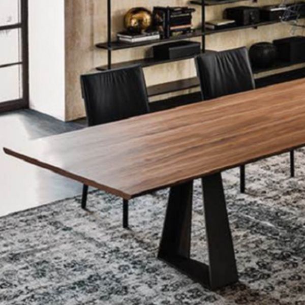 Industrial Style Rectangle Table Wooden Dining Table with Metal Legs