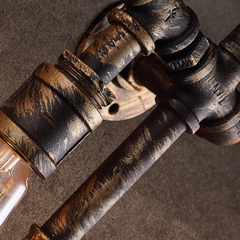 Pasping Restaurant Wandlampe Leuchte Cyberpunk Metallic Rost Wandmontage Beleuchtung mit bloßem Glühbirnendesign