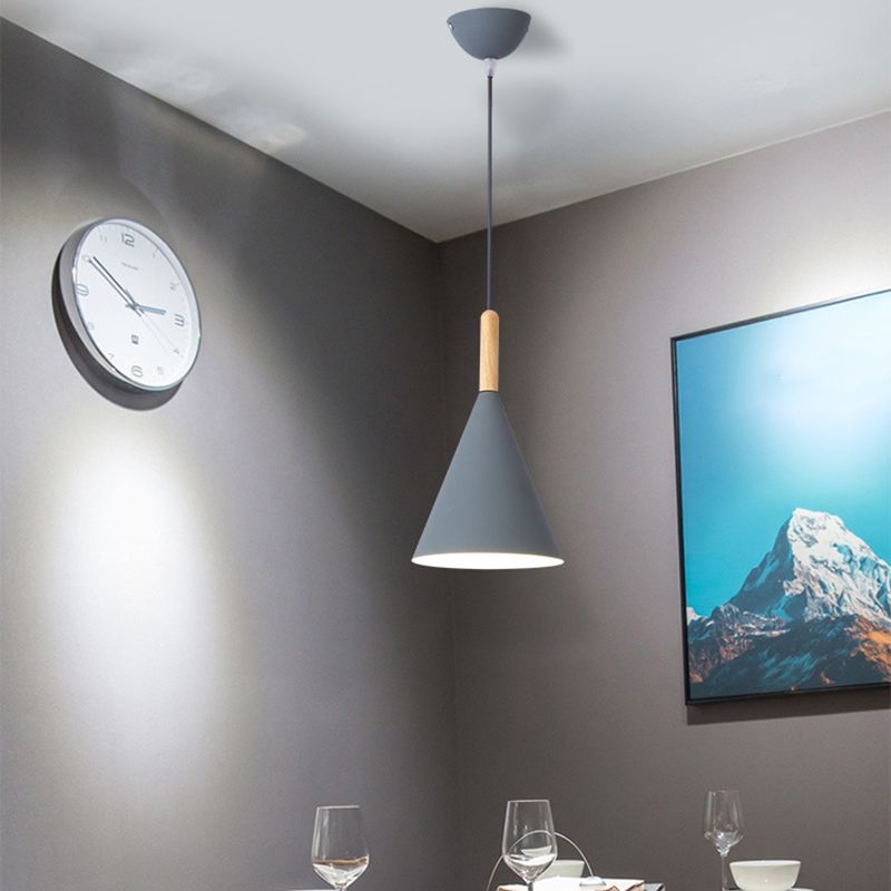 Modern Style Cone Shape Hanging Light Metal 1 Light Hanging Lamp for Bedroom