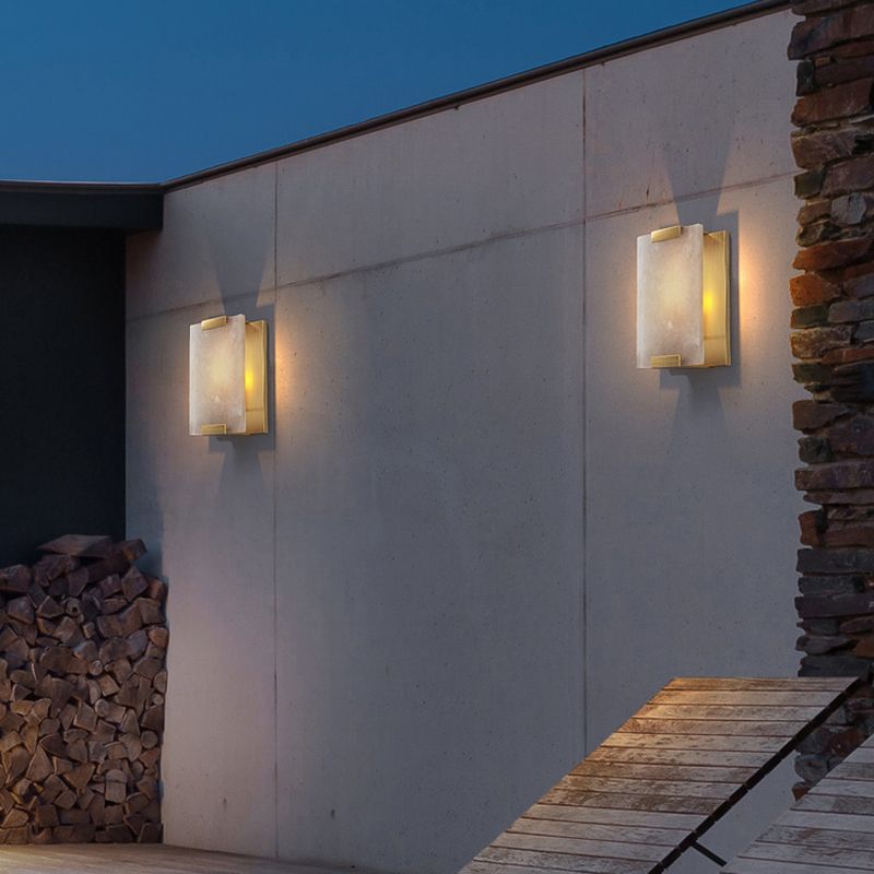 Post Modern LED Wall Sconce in Gold / Bronze Stainless Steel and Marble Wall Light