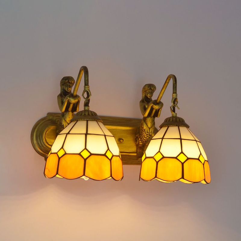 Tiffany Glass Vanity Light Colorful Wall Light Sconce for Washroom