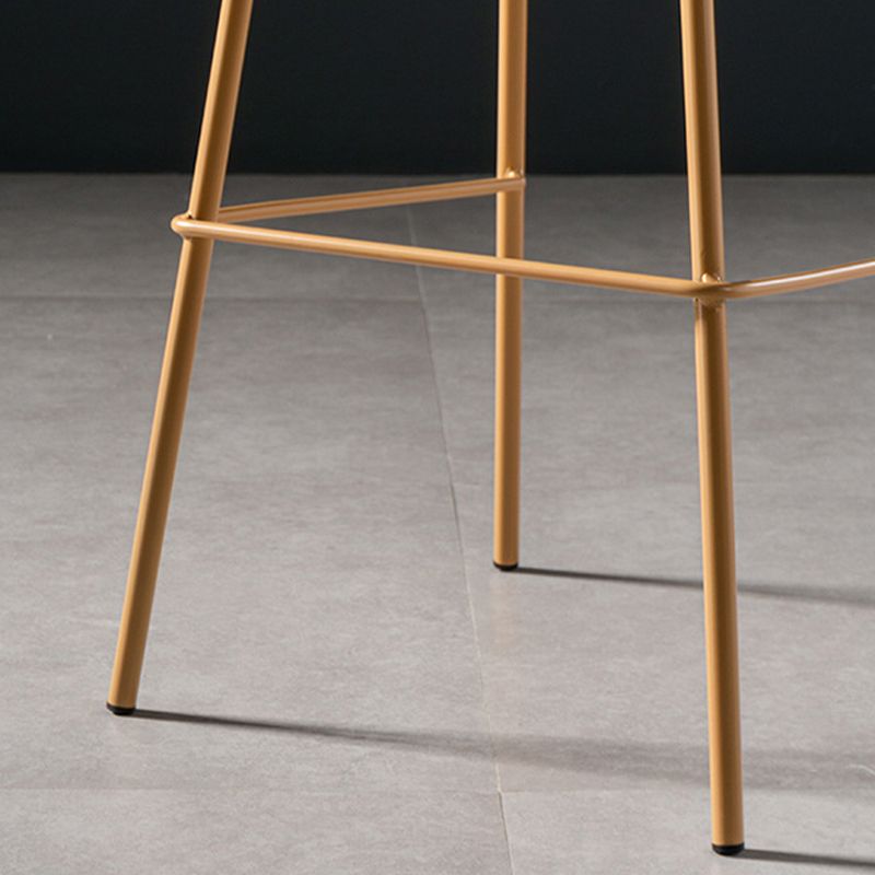 Scandinavian Plastic Bar Stools Low Back Armless Barstool with 4 Iron Legs