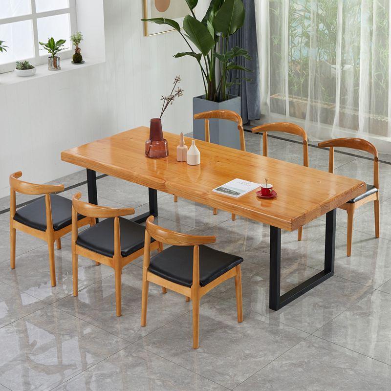 Sled Base Dining Table Contemporary Wood Dinner Table for Home
