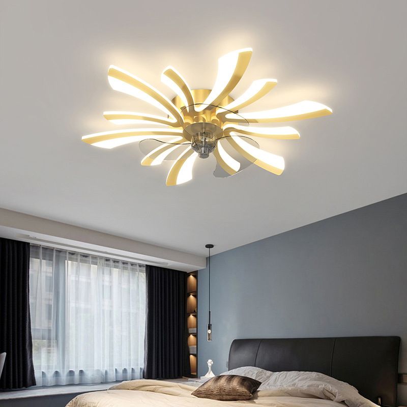 Modern Style Ceiling Fan Light LED Ceiling Mount Lamp with Acrylic Shade for Living Room