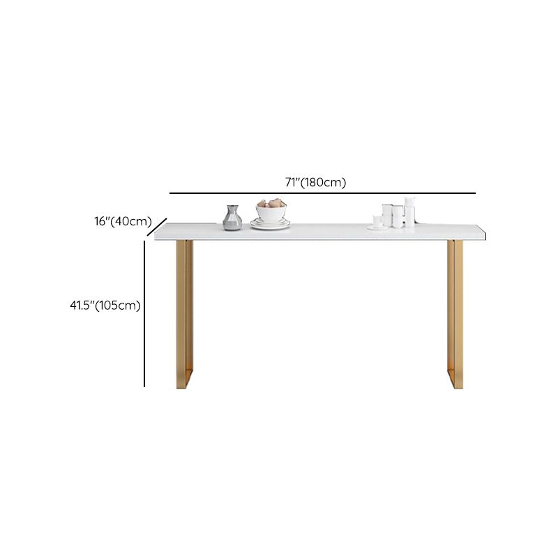Glam Pub Height Dining Table White and Gold Counter Height Table