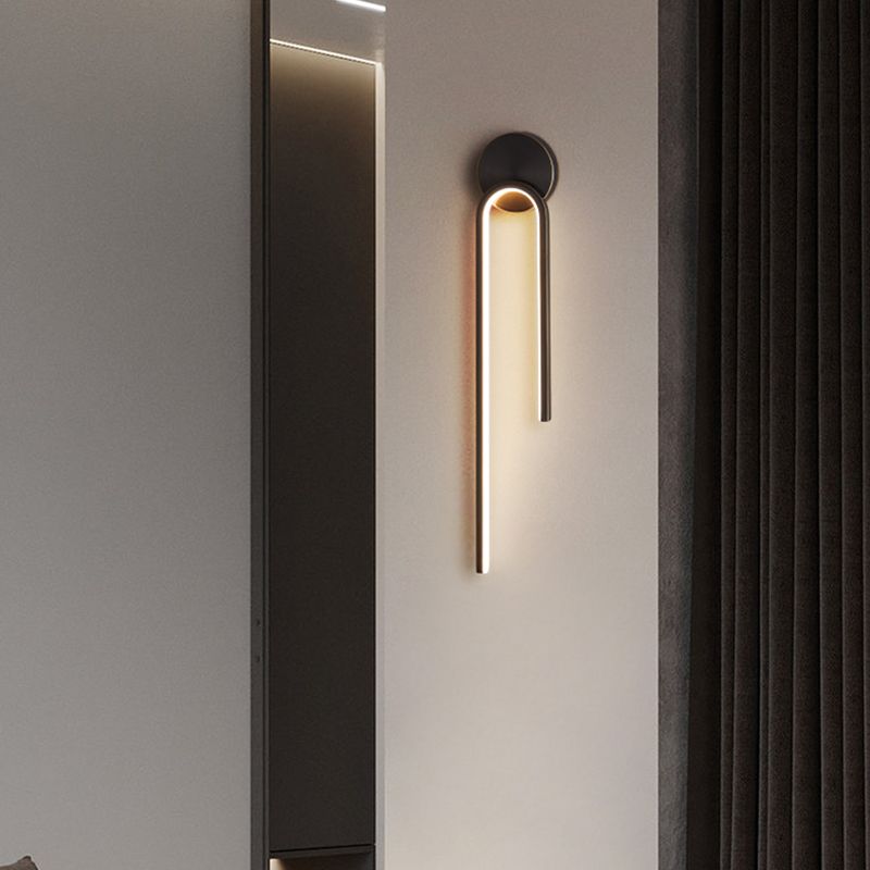 Metall Geometrische LED -Wandmontaglampe Moderne Stil 1 Leichte Leuchtenleuchten in Schwarz