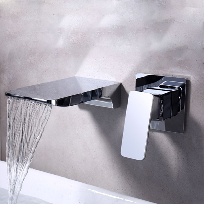Contemporary Wall Mounted Metal Tub Filler One Handles Waterfall Tub Faucet Trim