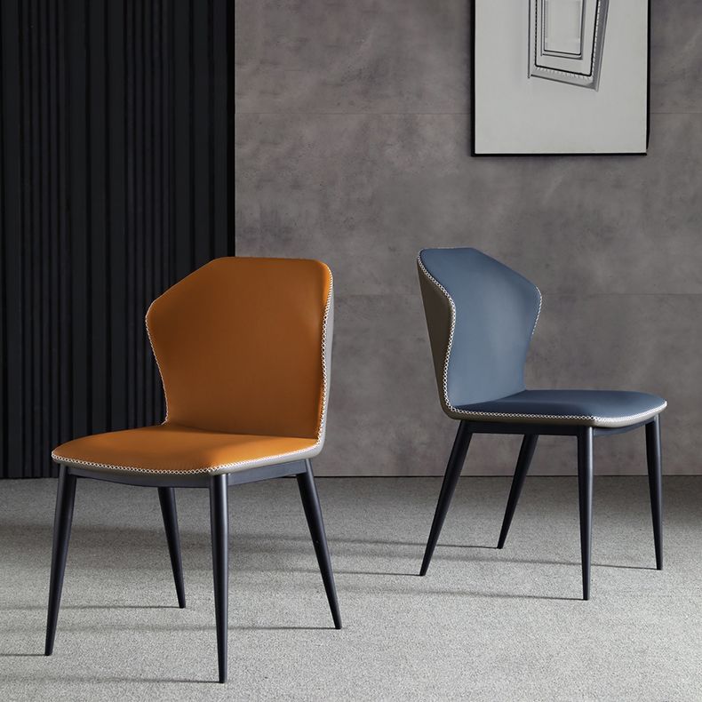 Chaise de salle à manger sans bras à oreilles de conception industrielle, chaise latérale de salle à manger en cuir