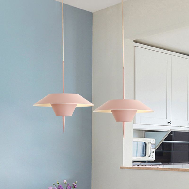1 Light Iron Macaron Chandelier Pendant lampe Nordic Modern Style Plafond Light pour intérieur