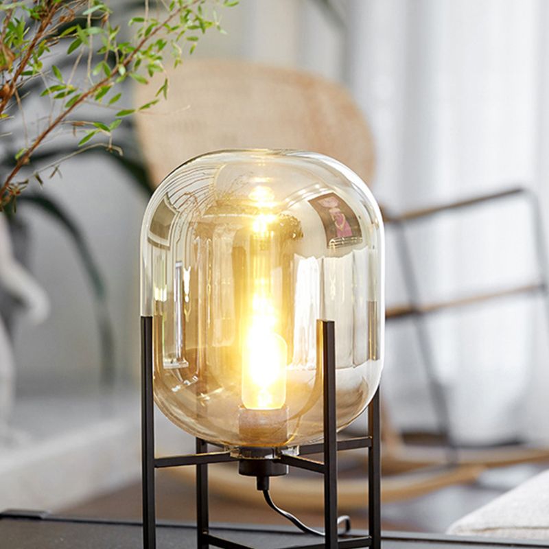 Modern Desk Lamp Household Desk Lighting Fixture with Glass Shade for Bedroom Study Room