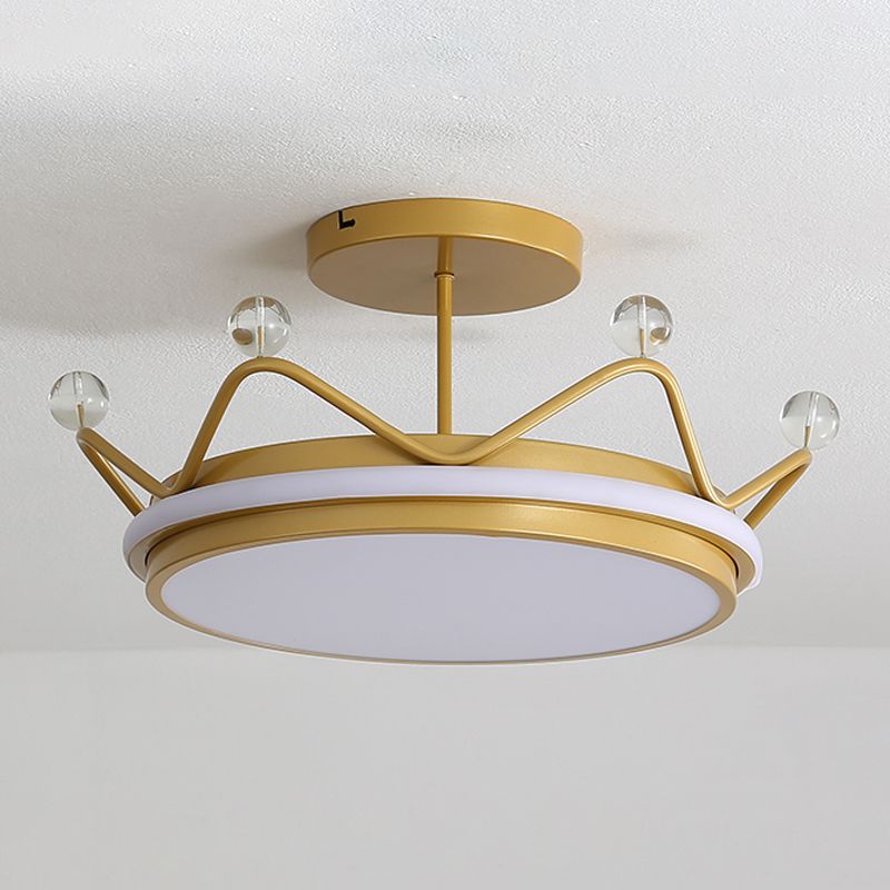 Crown Shape LED Ceiling Lamp Kids Style Iron 2 Lights Flush Mount for Bedroom
