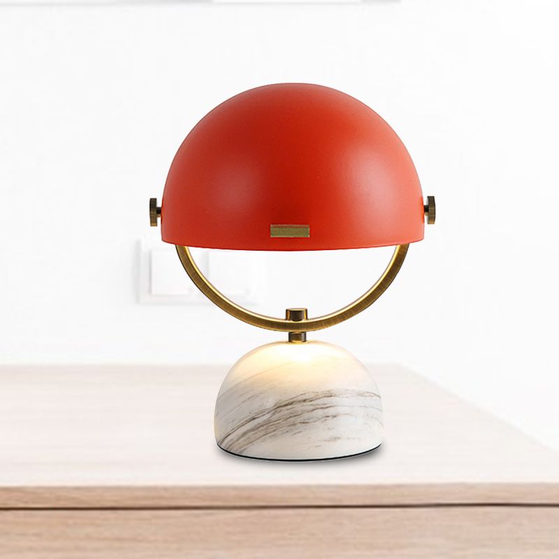 Black/Red Finish Domed Table Lamp Modern Style 1-Bulb Metal Table Light with Marble Base for Bedroom