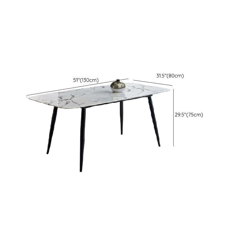 White Top Table with 4 Metal Legs Industrial Rectangle Dining Table