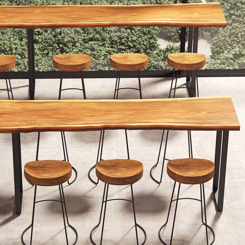 Industrial Style Metal Bar Stool Armless Bar Stool with Black Base