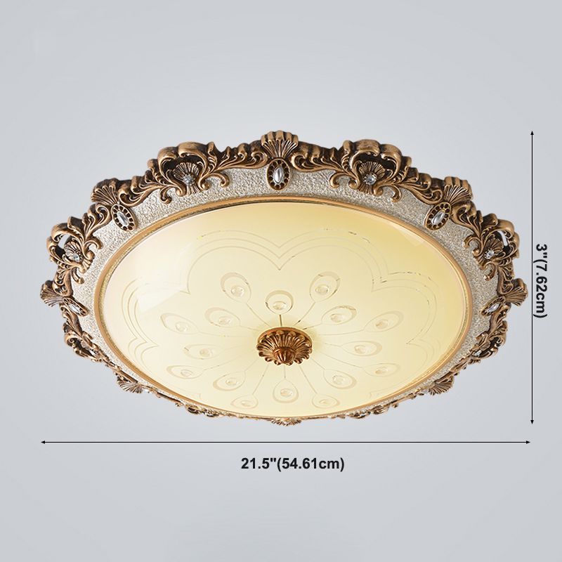 Lámpara LED retro tradicional de estilo simple, lámpara de montaje empotrado con pantalla de vidrio para sala de estar