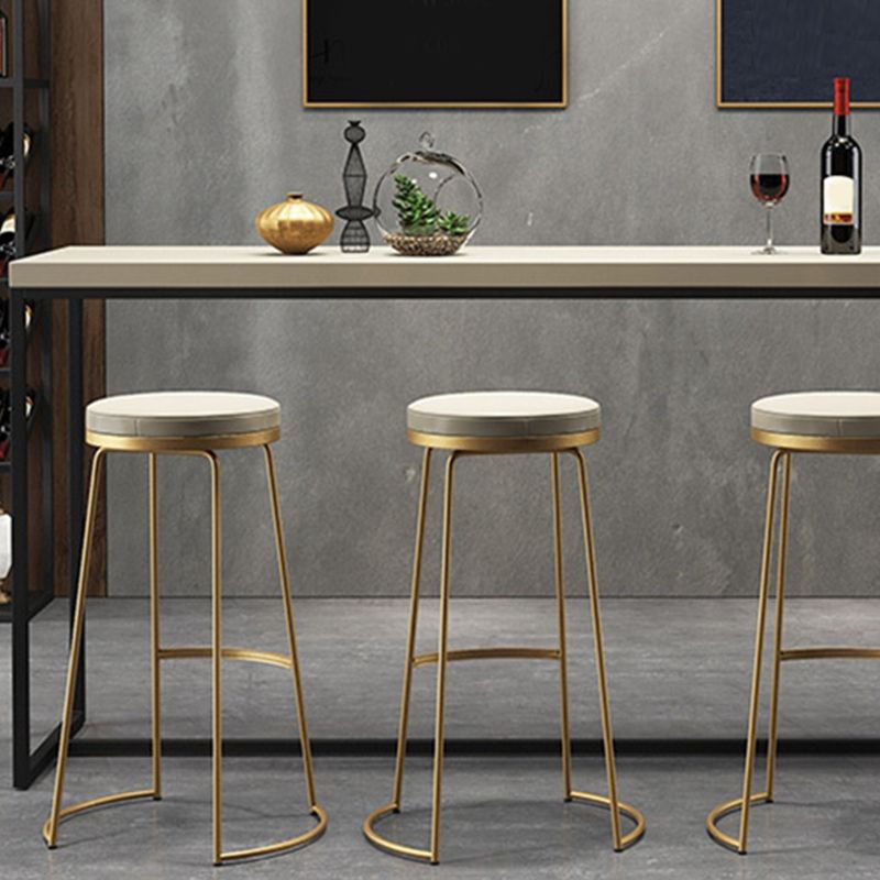 Modern Backless Counter Stool Upholstered Bar Stool with Metal Base