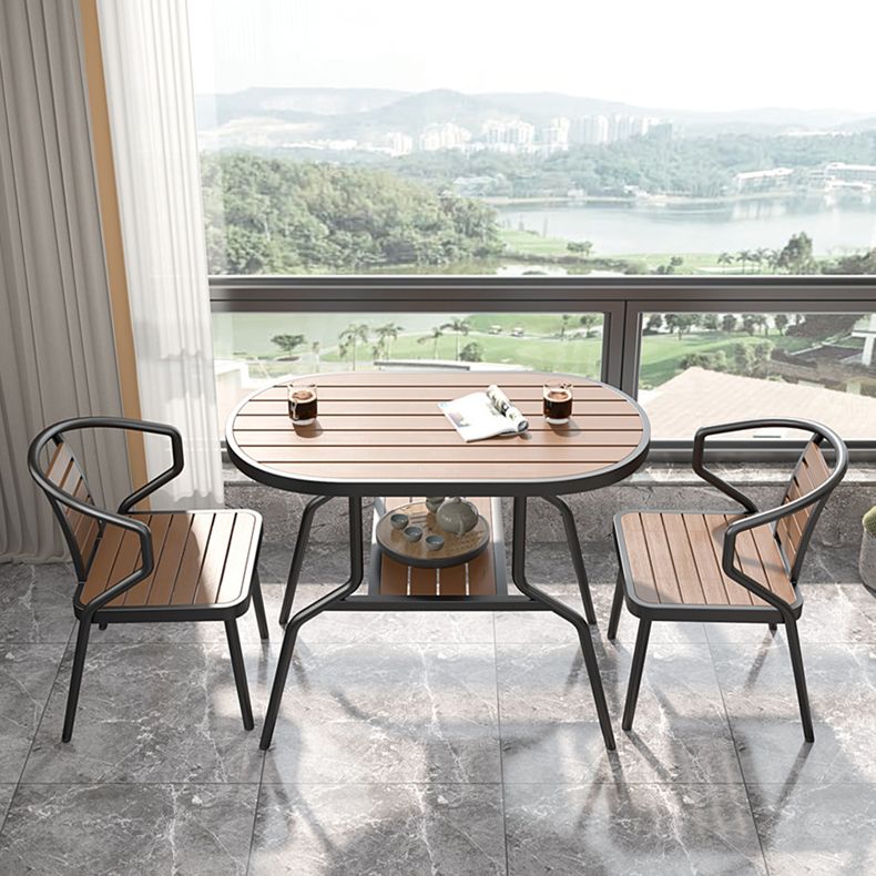 Boho Style 1/3 Pcs Patio Dining Table Set Wood Dining Table Set