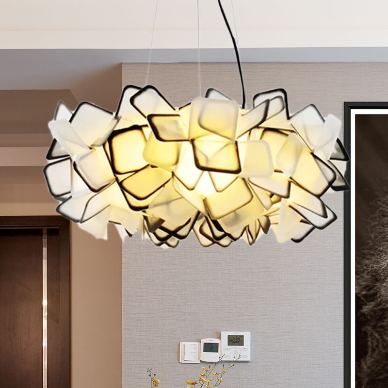 Braun/Blau/Lila Blüte Drop Anhänger zeitgemäß 21 "/27,5" breite 1-Licht-Acryldecklampe für Wohnzimmer