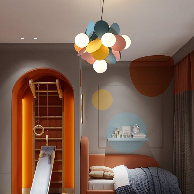 Moderne stijl bol plafond hanglamp multi -lichten melkglas kroonluchter verlichting