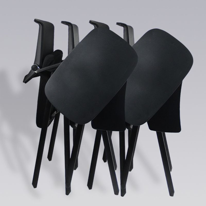 Black Metal Frame Modern Task Chair with Arms Conference Chair with Mid Back