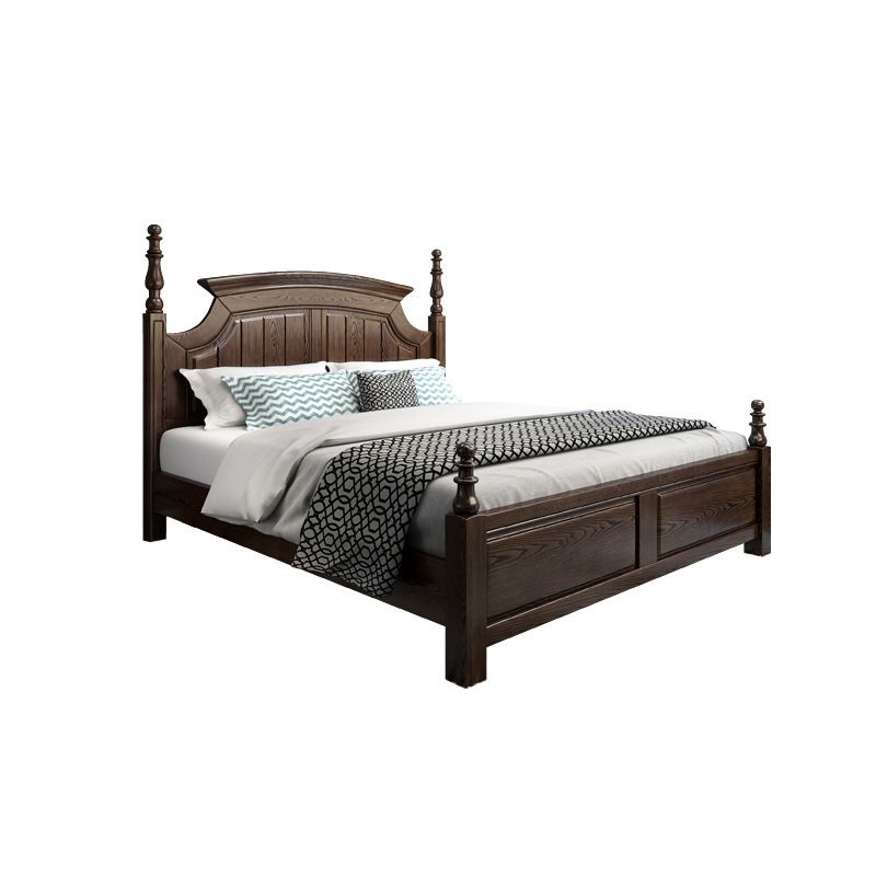 Victorian Ash Four Poster Bed Solid Color Walnut Poster Bed with Headboard