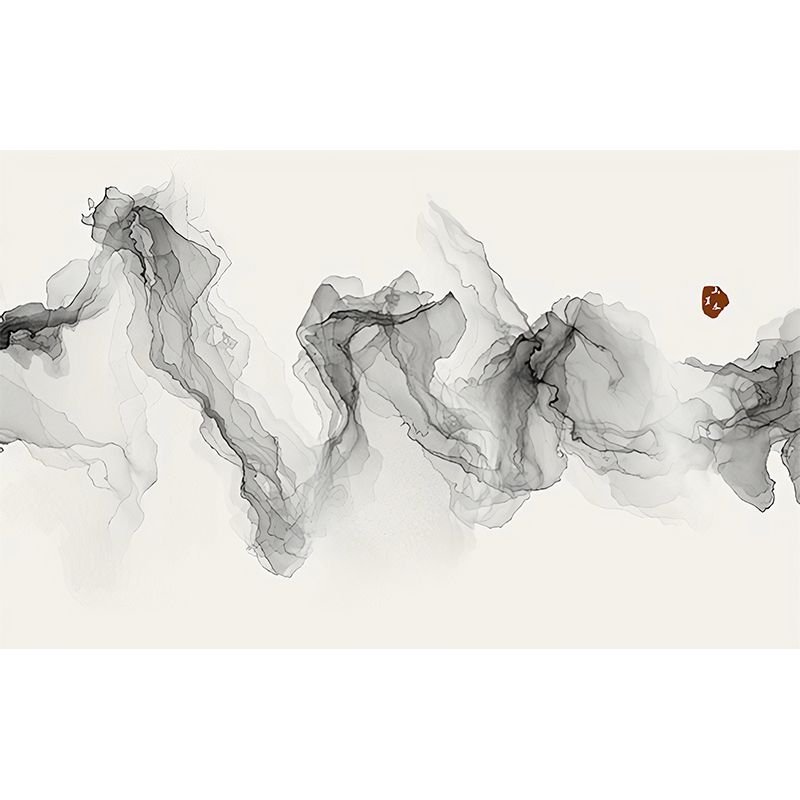 Traditional Wall Mural for Living Room with Grey Swirling Smoke Pattern, Made to Measure