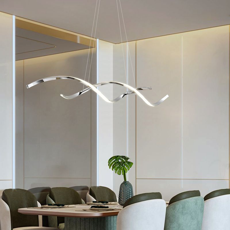 Minimalism Hanging Light Spiral LED Island Light Fixture for Dining Room