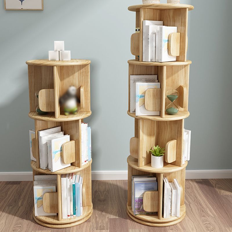 Solid Wood Geometric Bookcase Modern Rotatable Bookshelf for Home