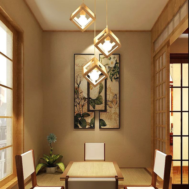 Petite salle à manger pendentif éclairage en bois 1 la tête simplicité de plafond suspendu