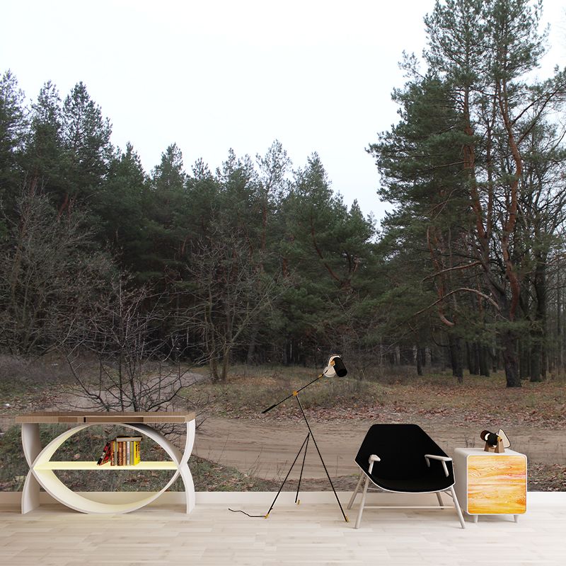 Pine Tree Mural Wall Covering Decorative Mildew Resistant for Sitting Room