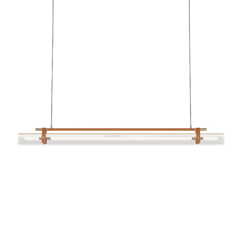 Minimalism Hanging Light Leather LED Island Light Fixture for Dining Room