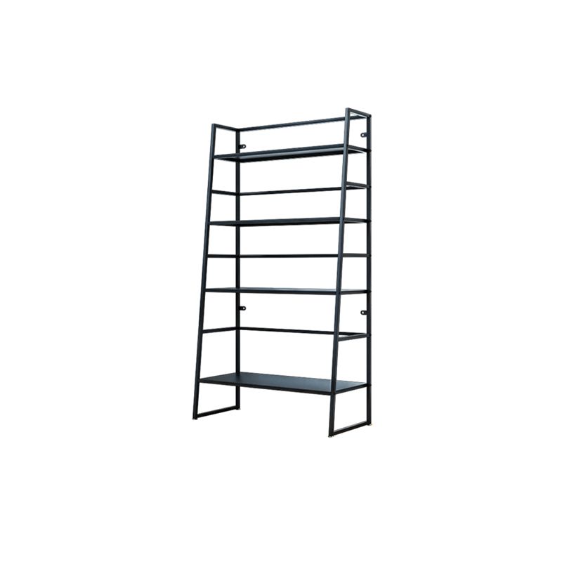 Modern Bookshelf Ladder Metal Open Back Shelf Bookcase with Shelves for Living Room