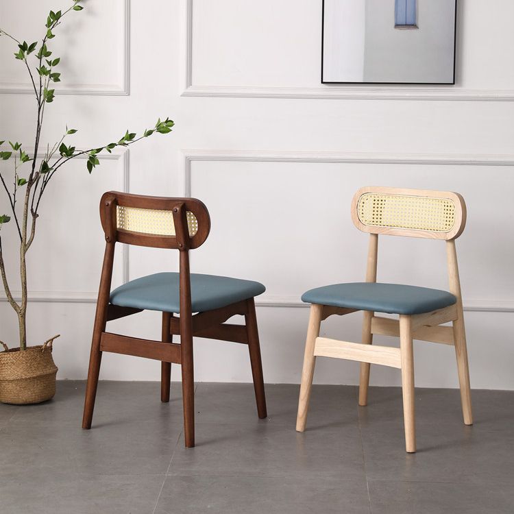 Silla de comedor de madera de caucho maciza moderna, sillas de comedor de cocina con respaldo abierto