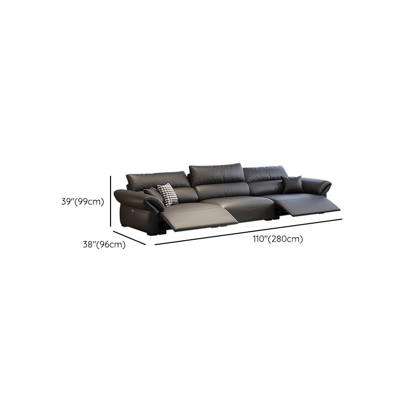 Scratch Resistant Power - Push Button Pillow Top Arm Genuine Leather Sofa