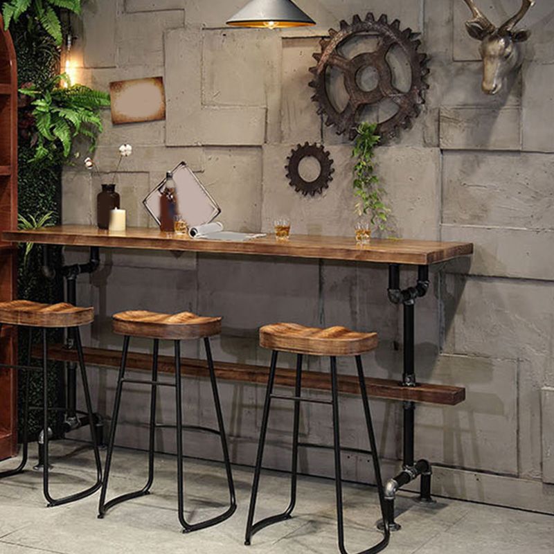 Industrial Bar-height Table Solid Wood Top Bistro Pub Table for Patio Use