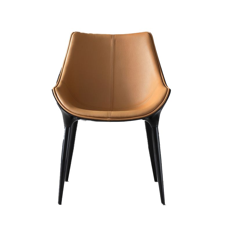 Contemporary Faux Leather Dining Chair Metal Dining Arm Chairs for Home Use