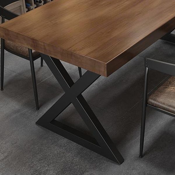 Industrial Pine Table for Restaurant Rectangle Dining Table with Double Pedestal