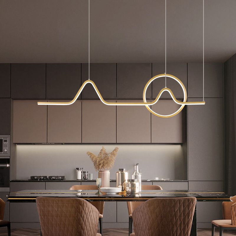 2-Light Modernism Golden/Black Ceiling Light LED Kitchen Island Lighting for Bedroom