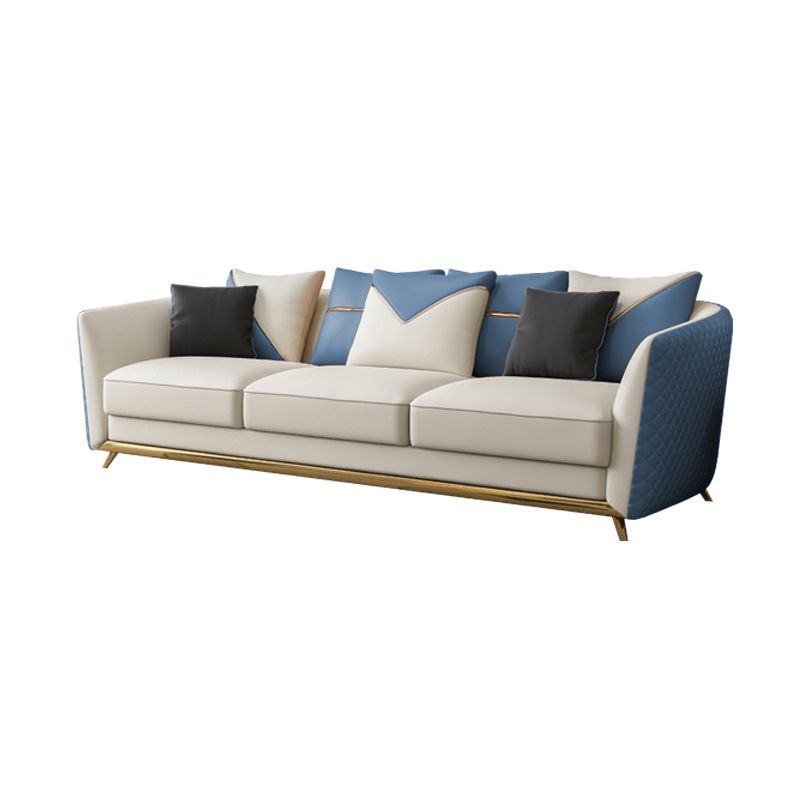 Leather Tuxedo Arm Sectional Sofa 29.53"High Modern Cushion Back Sofa