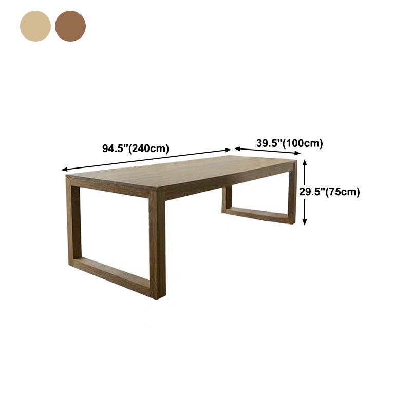 Rectangle Solid Wood Table with Double Pedestal Modern Dining Table for Restaurant