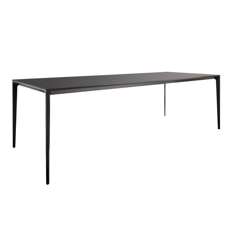Sintered Stone Top Dining Table Rectangle Table in Grey with Metal Base and 4 Legs