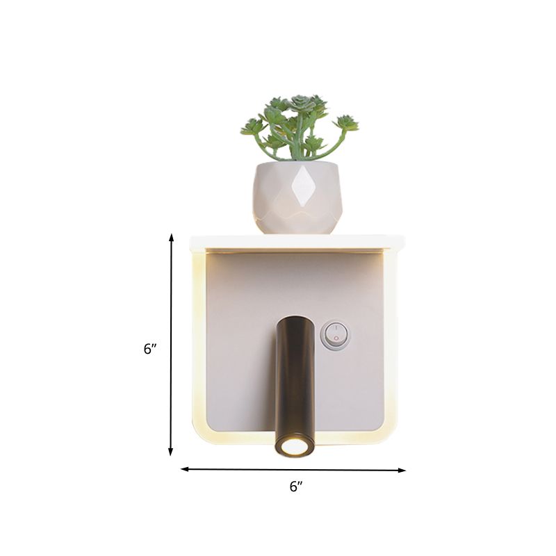 White LED Wall Light Minimalism Acrylic Round/Square Wall Sconce with Plant Decoration in Warm/White Light