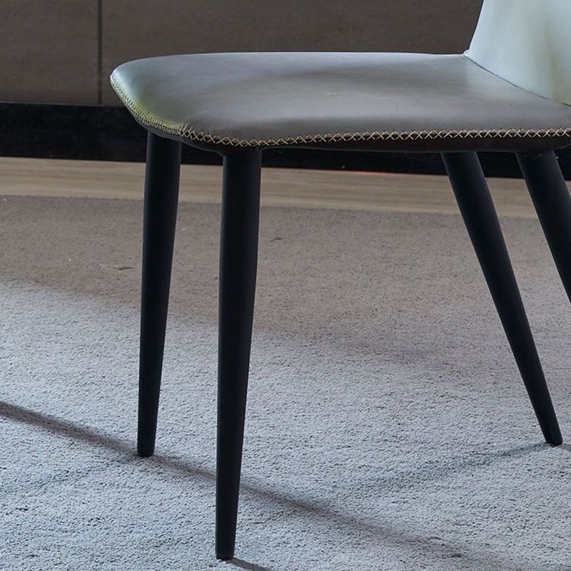 Contemporary Dining Side Chair Matte Finish Leather Curved Wingback Armless Chair