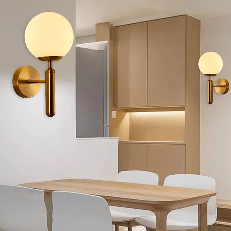 Modern Metal Wall Sconce Ball Shape Vanity Light with Glass Shade for Bathroom