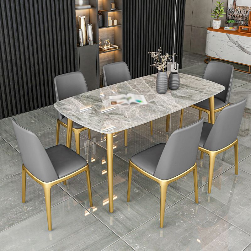 Noordse 1/2/5/7 stukken Dinerset Sintered Stone Eetting Table Set met lederen stoelen