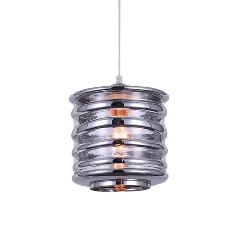 Cylinder/Ball/Oval Swirl Glass Pendant Lighting Contemporary 1 Light Silver/Rose Gold/Amber Hanging Ceiling Light Fixture