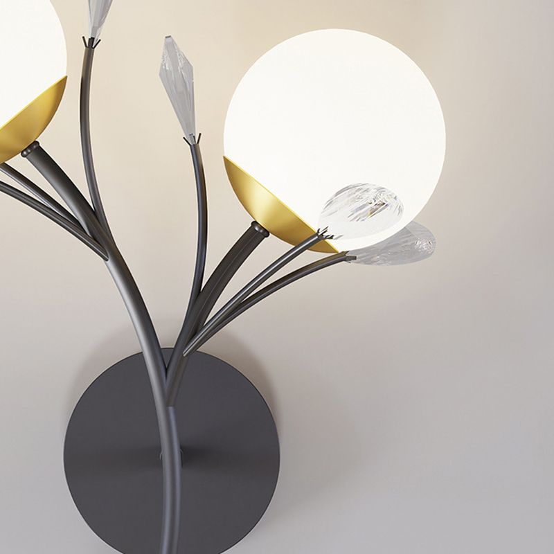 Contemporary Black Lighting Globe Glass Shaded Wall Light for Home