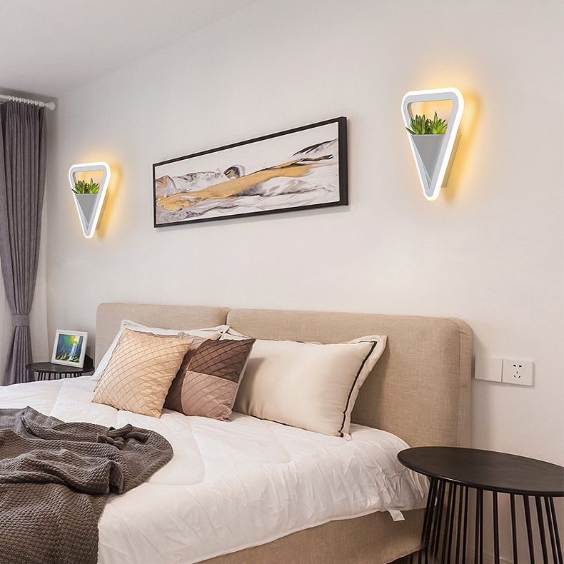 LED Triangle Shape Wall Mount Lamp Acrylic Shade Contemporary Plant Sconces for Living